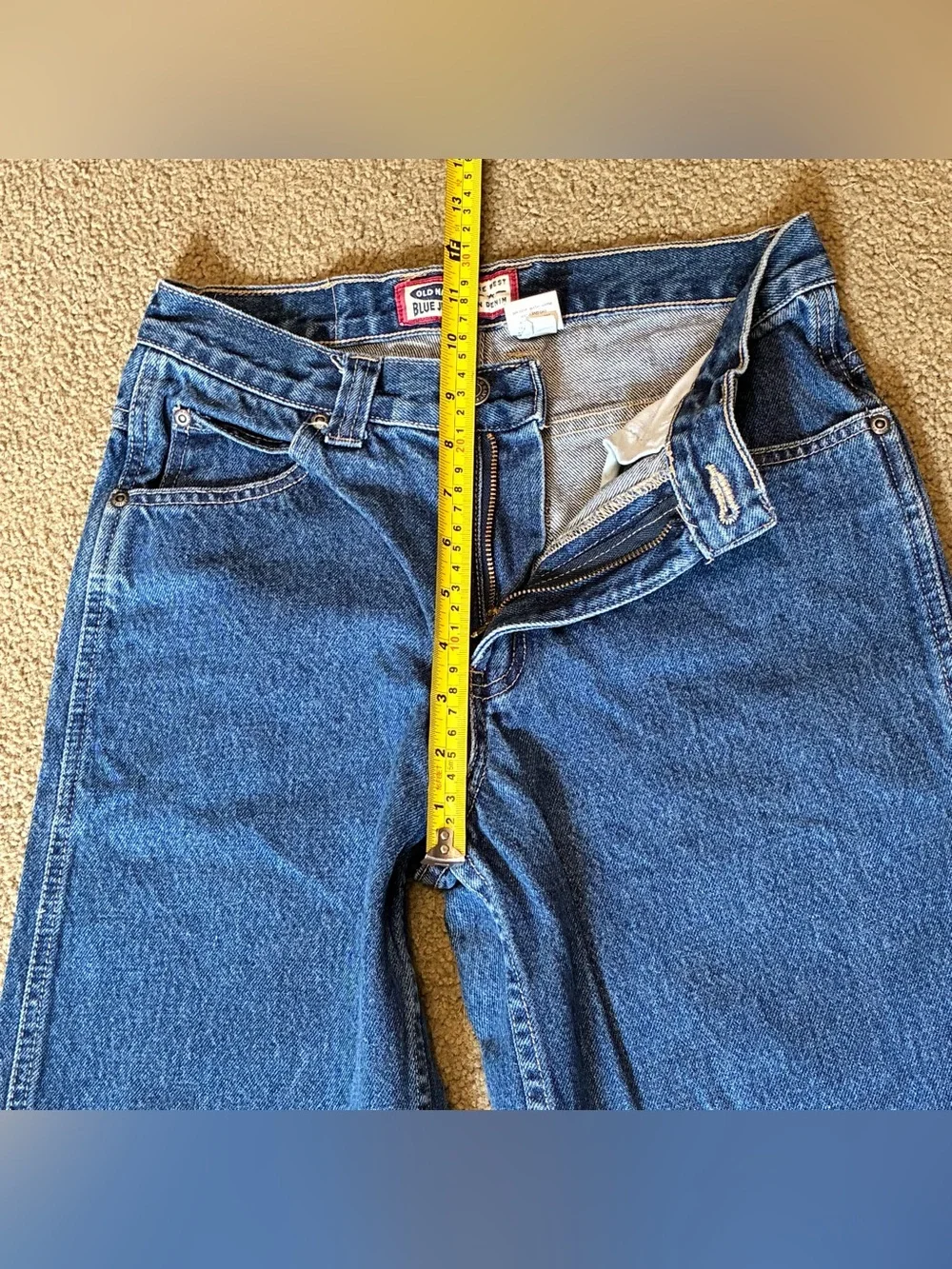Kids Y2K Old Navy Dark Blue Straight-Leg Denim Jeans Boys 12 Regular Baggy Pants